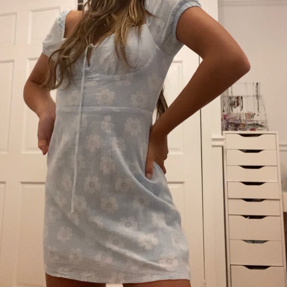 Blue dress with white flowers
